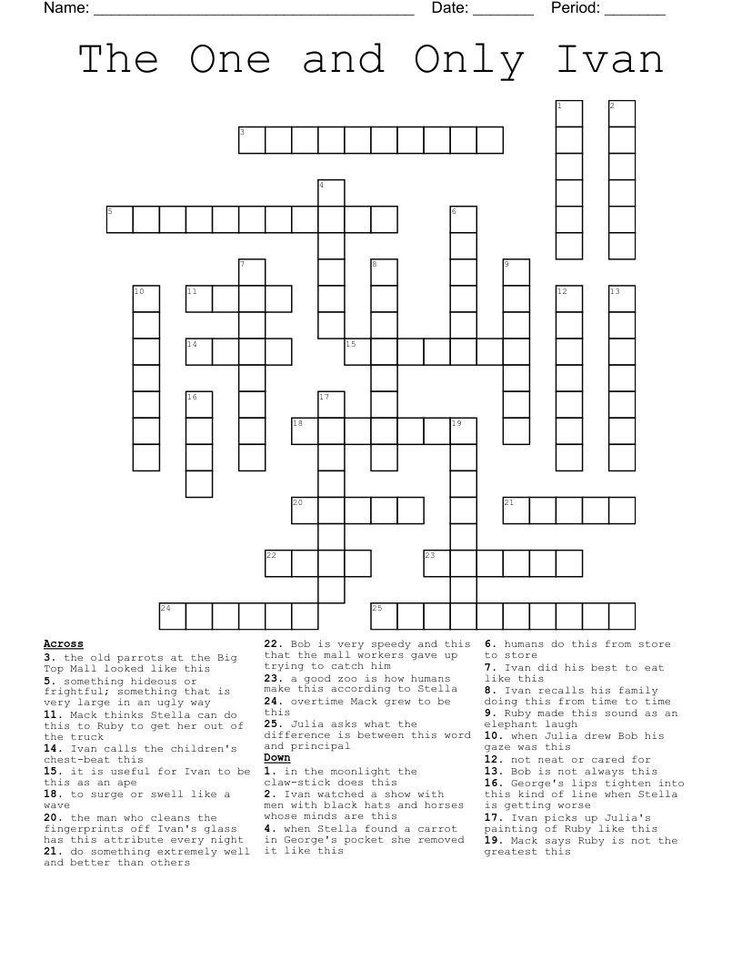 The One and Only Ivan Crossword