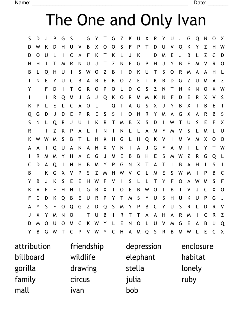 The One and Only Ivan Word Search