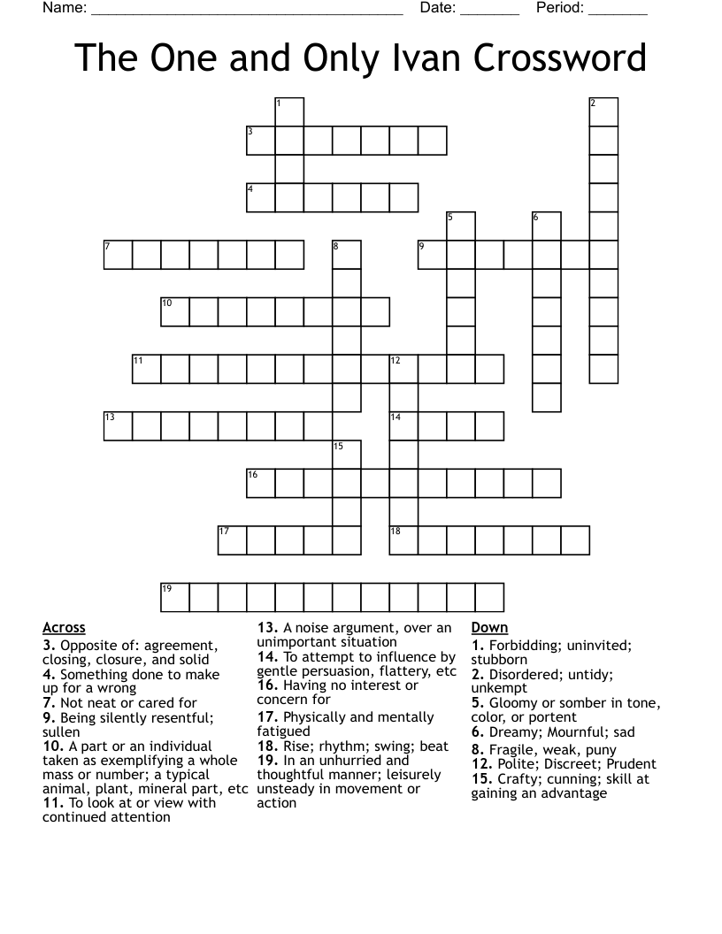 The One and Only Ivan Crossword
