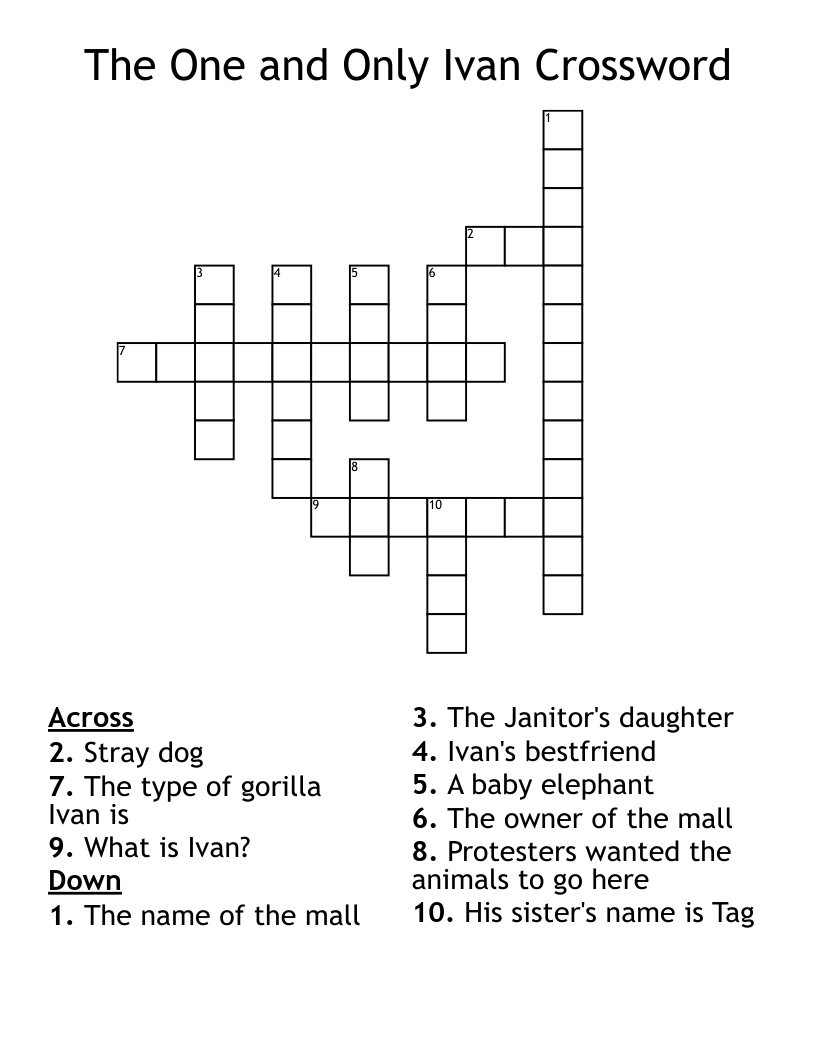 The One and Only Ivan Crossword
