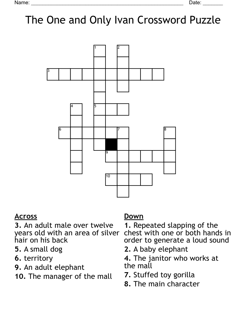 The One and Only Ivan Crossword Puzzle