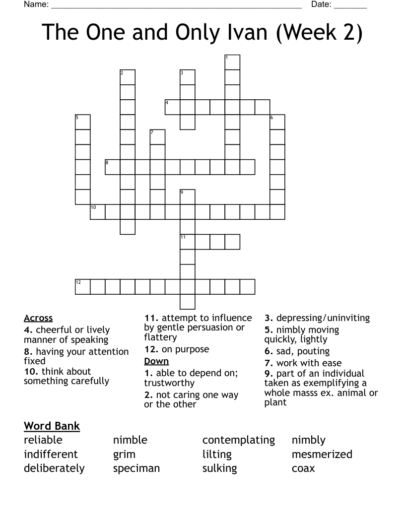 The One and Only Ivan (Week 2) Crossword
