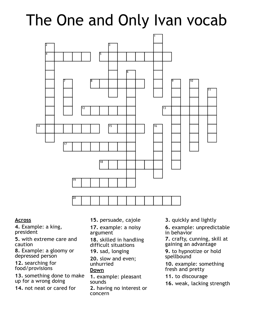 The One and Only Ivan vocab Crossword