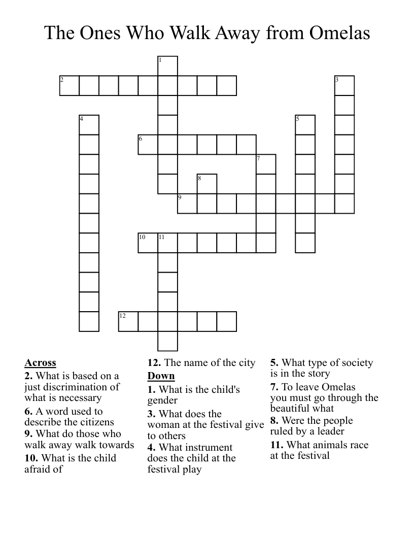 The Ones Who Walk Away from Omelas Crossword