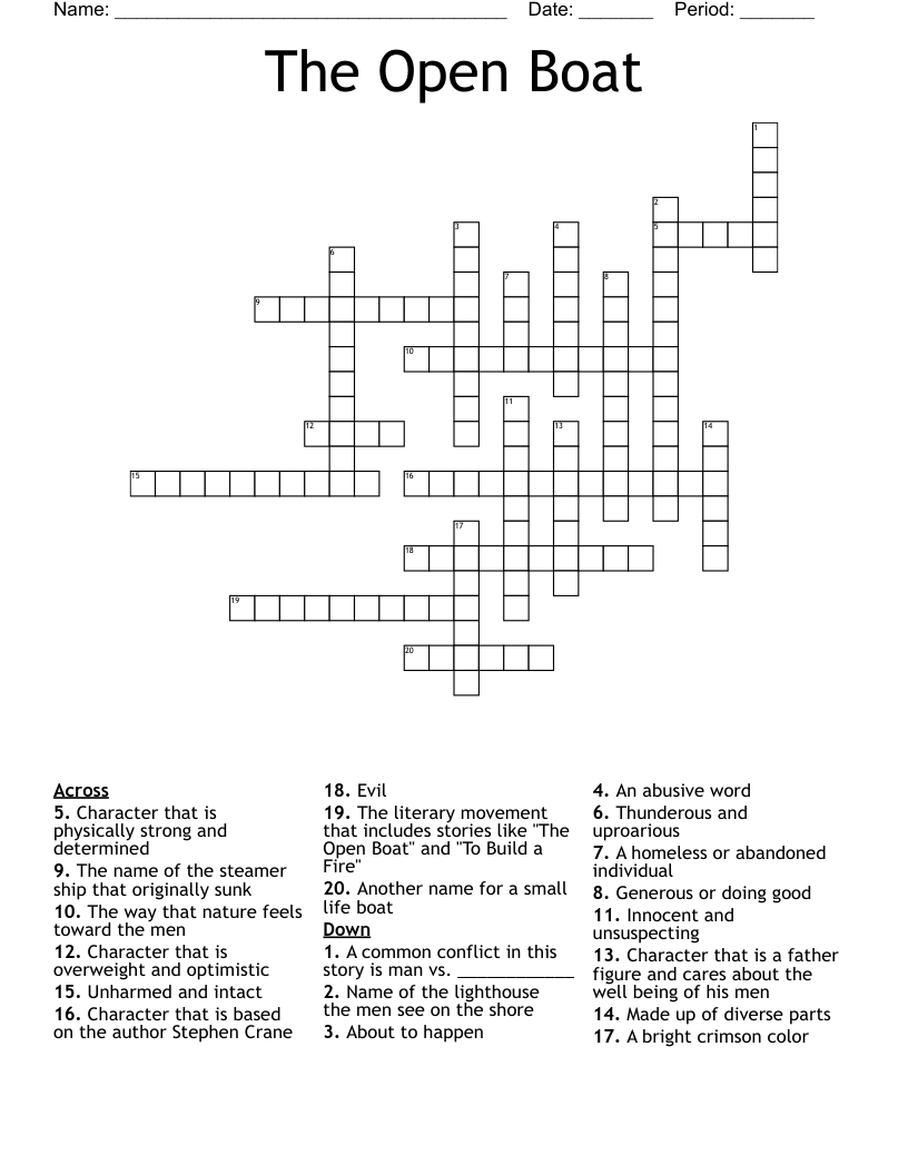 The Open Boat Crossword
