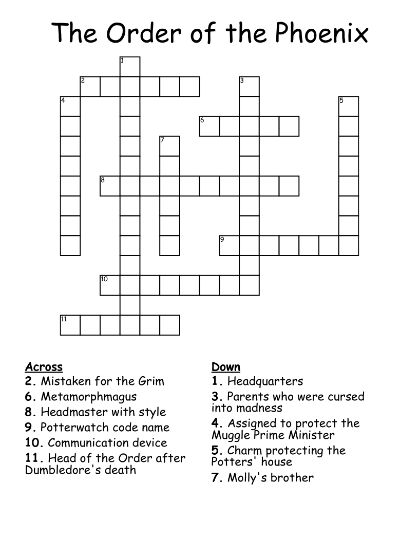 The Order of the Phoenix Crossword