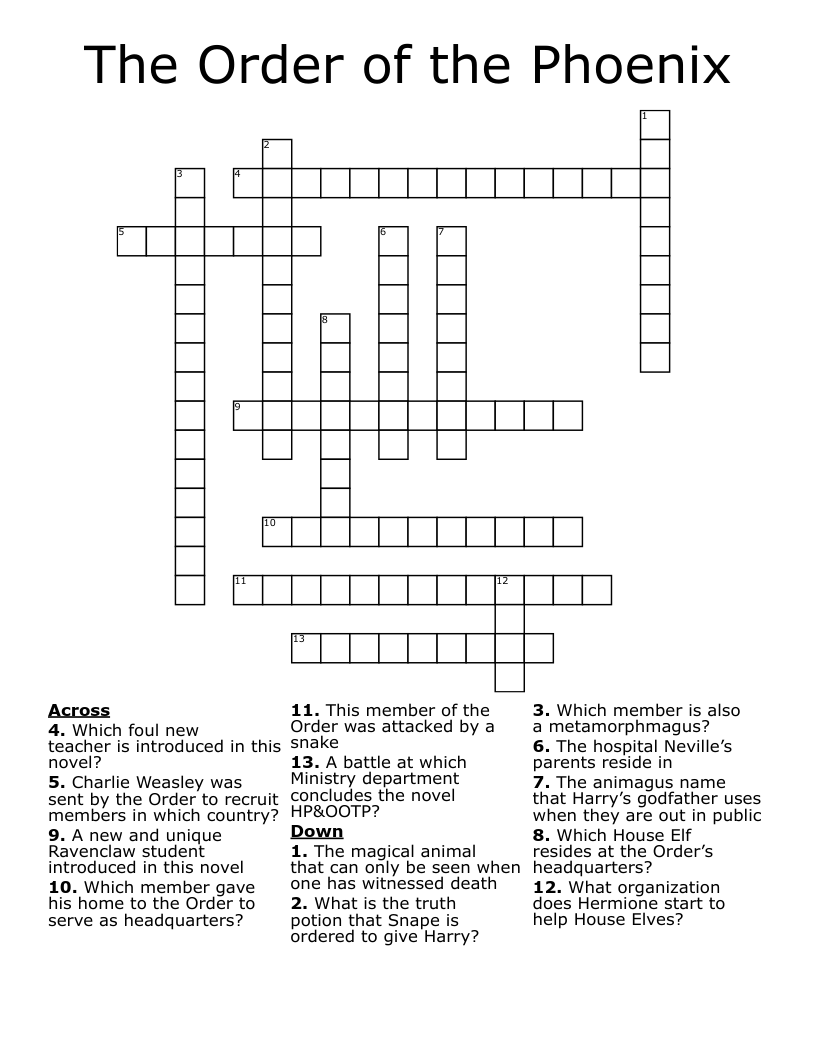 The Order of the Phoenix Crossword