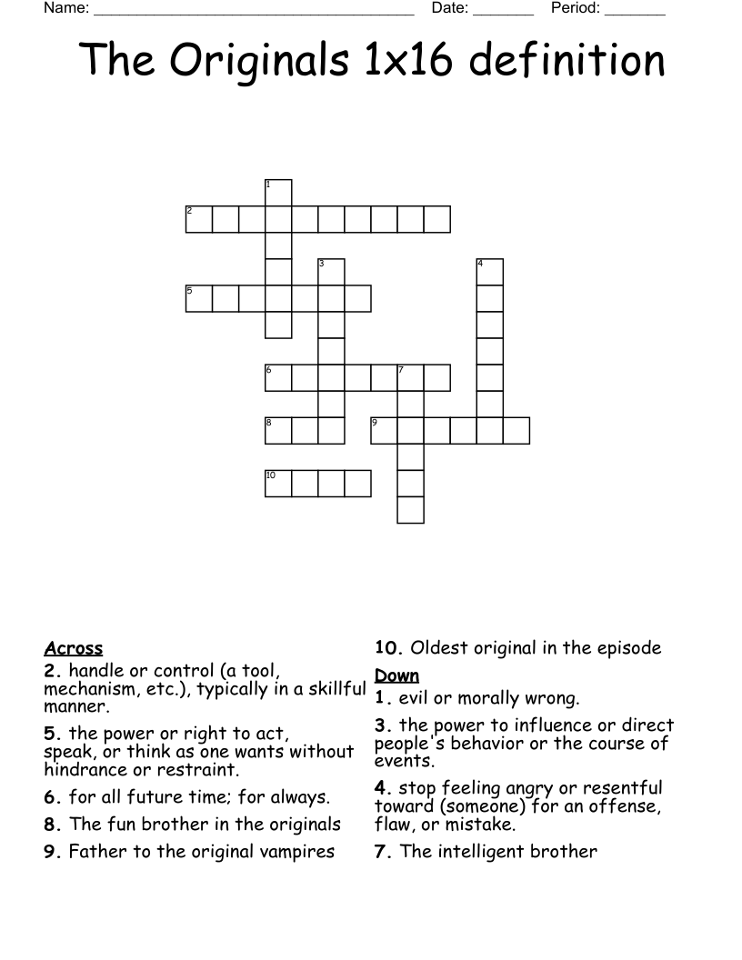 The Originals 1x16 definition Crossword