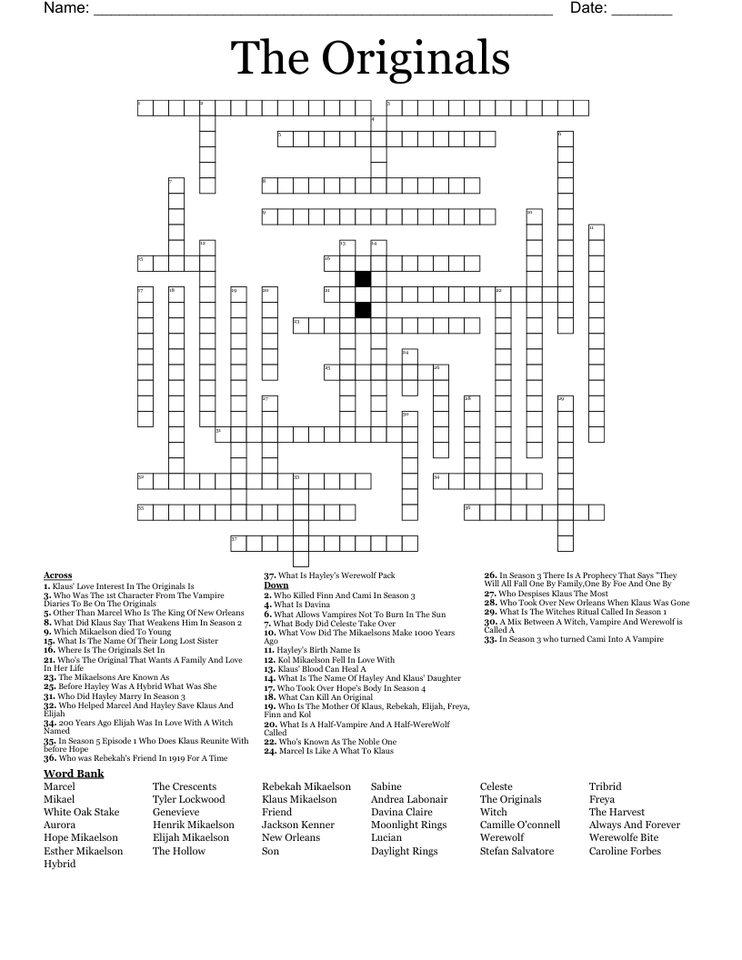The Originals Crossword