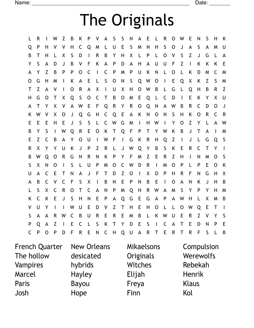 The Originals Word Search