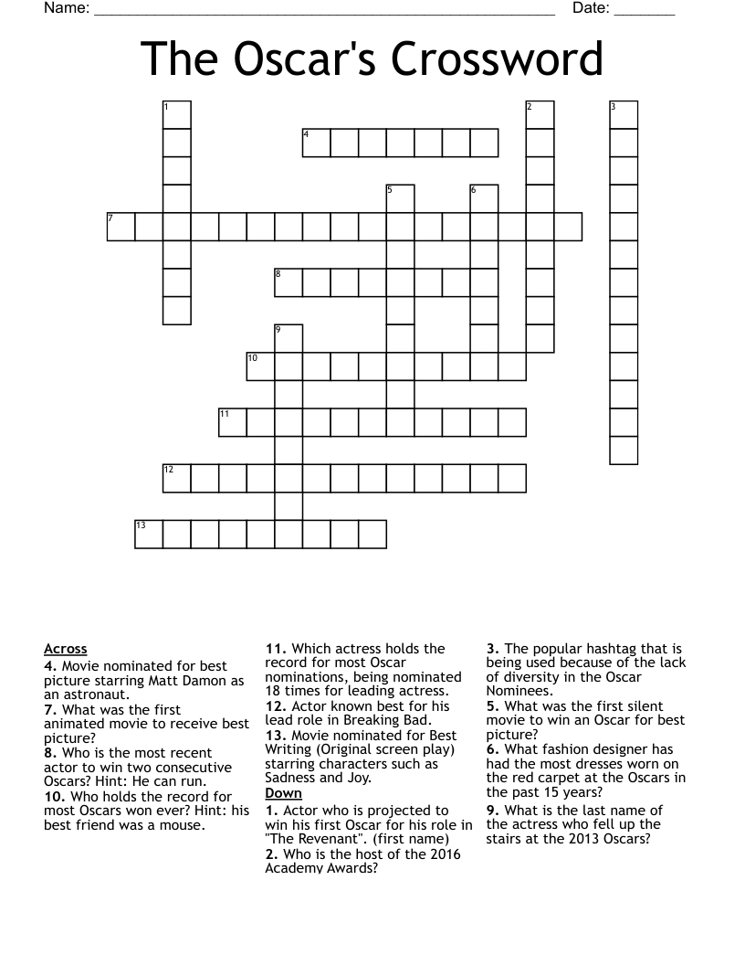 The Oscar's Crossword