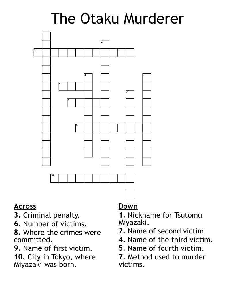 The Otaku Murderer Crossword