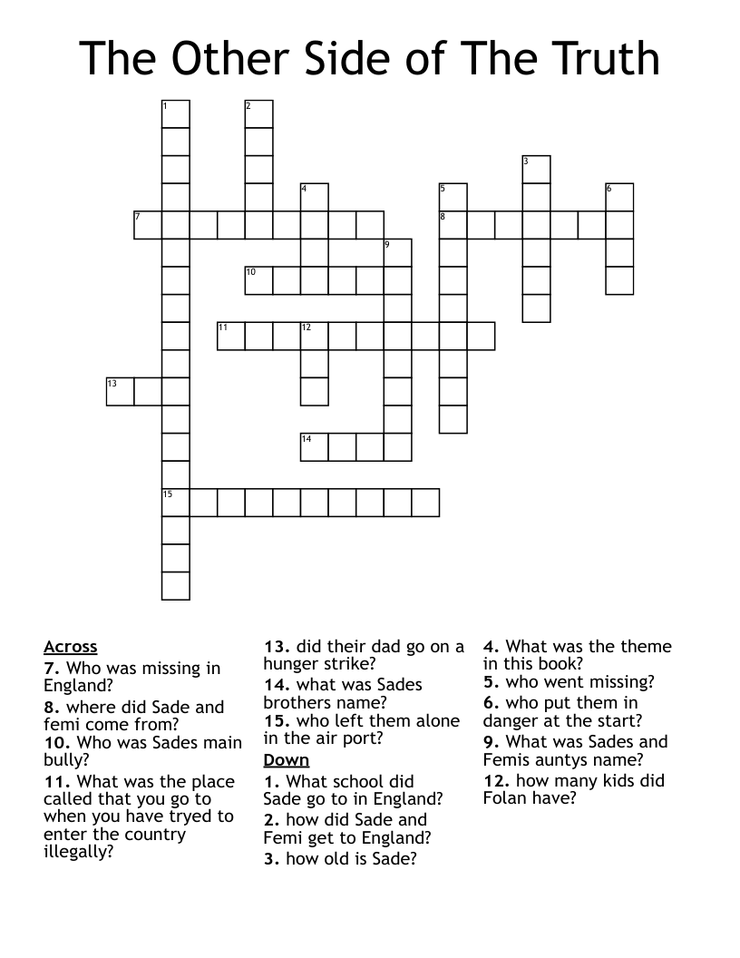 The Other Side of The Truth Crossword