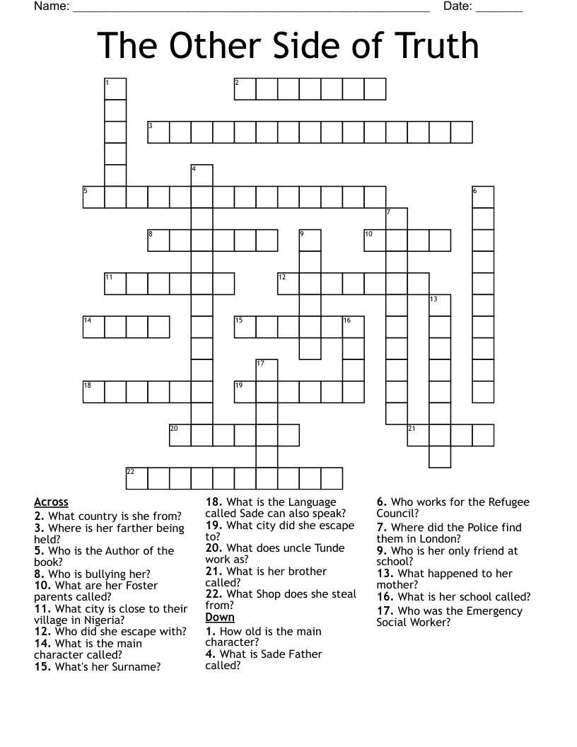 The Other Side of Truth Crossword