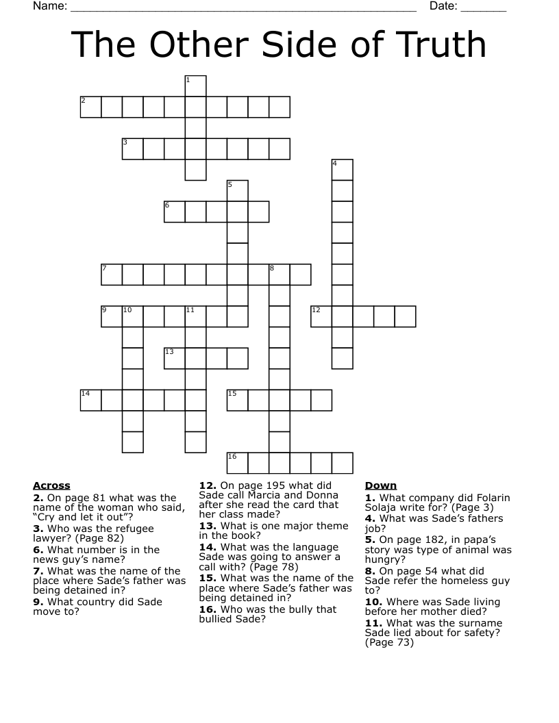 The Other Side of  Truth Crossword