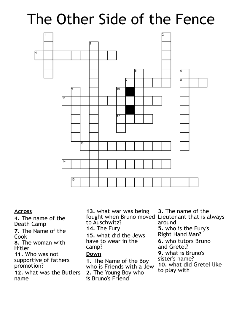 The Other Side of the Fence  Crossword