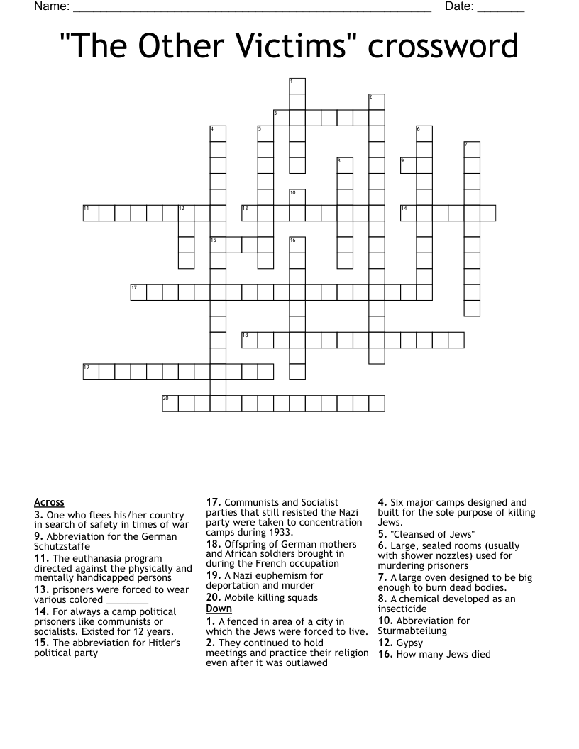"The Other Victims" crossword