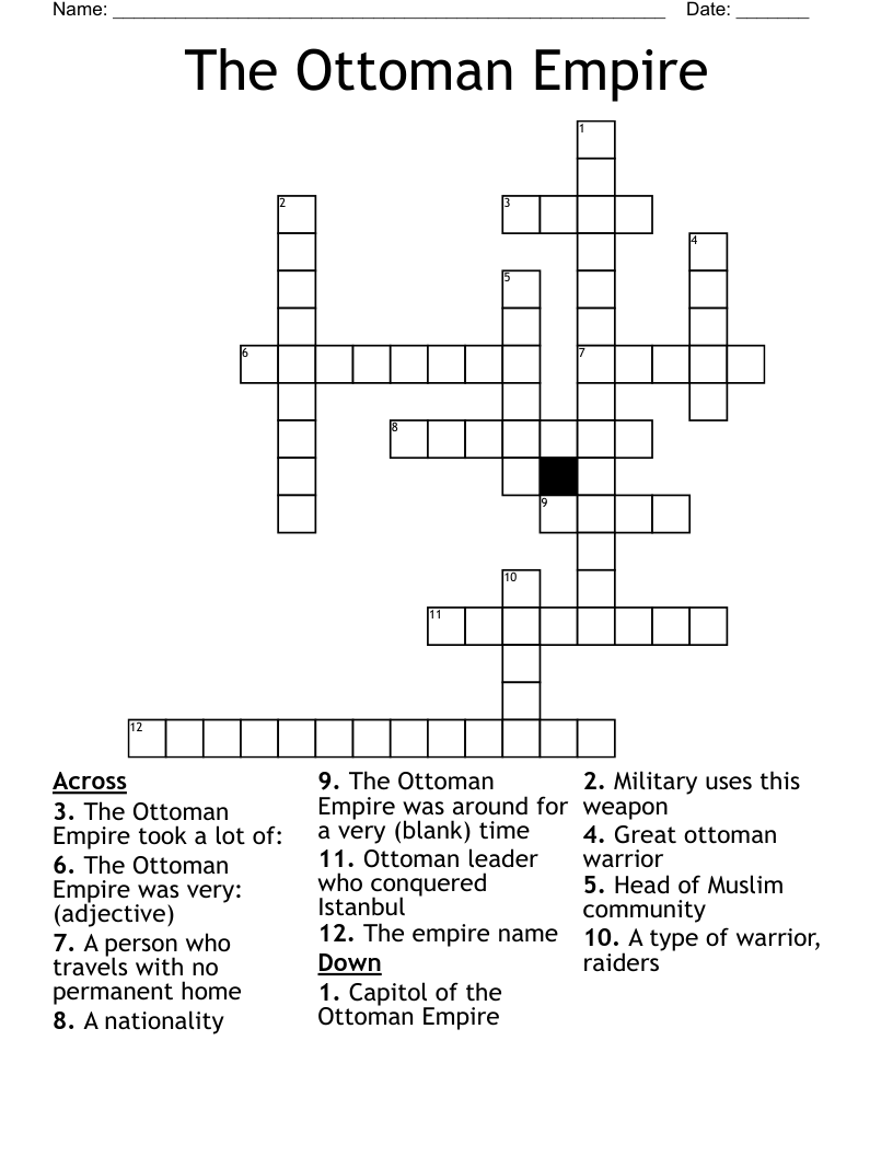 The Ottoman Empire Crossword