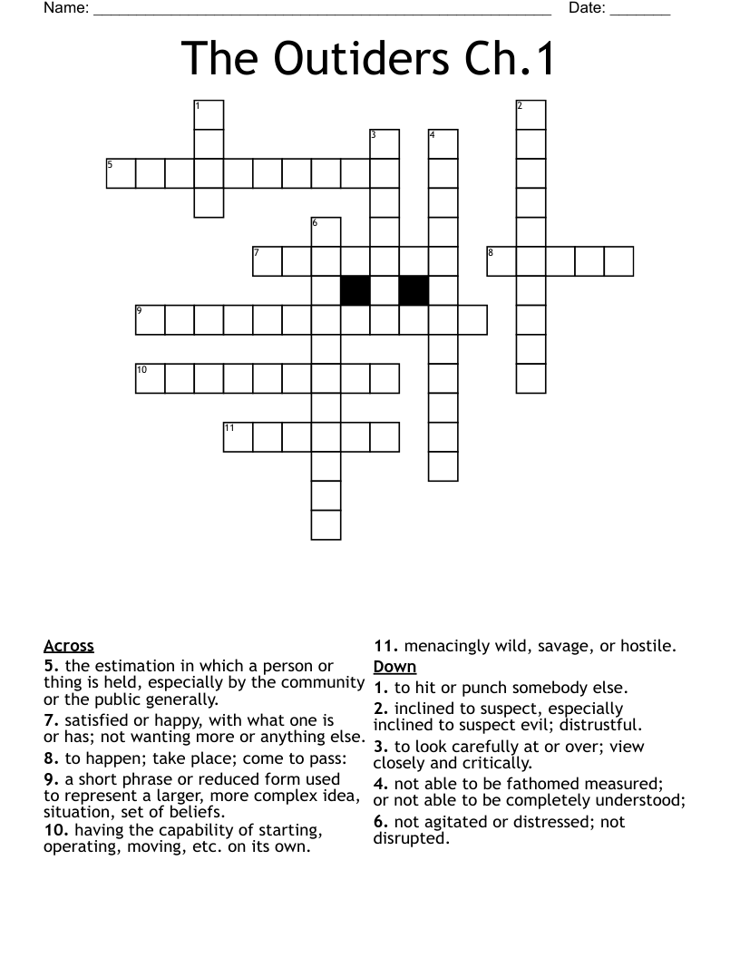 The Outiders Ch.1 Crossword