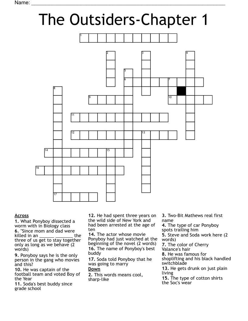The Outsiders-Chapter 1 Crossword