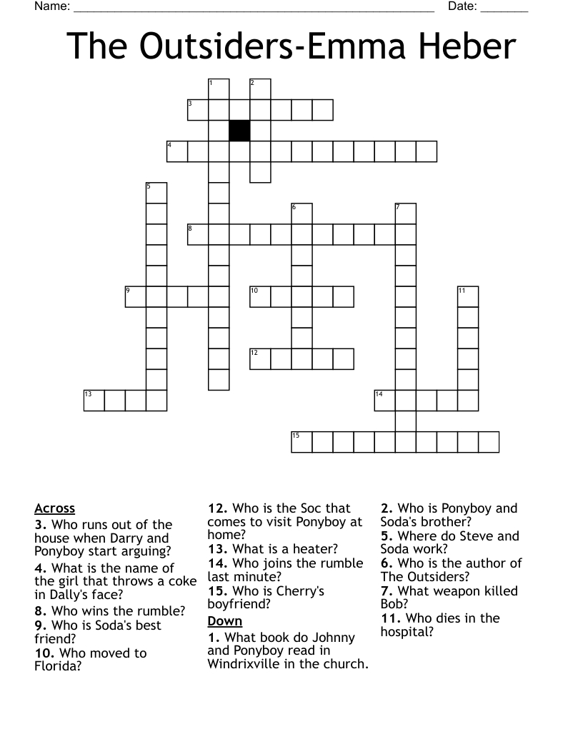 The Outsiders-Emma Heber Crossword