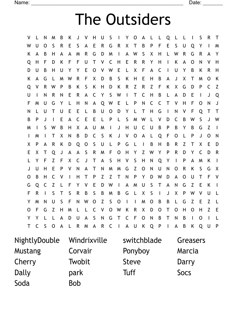 The Outsiders Word Search