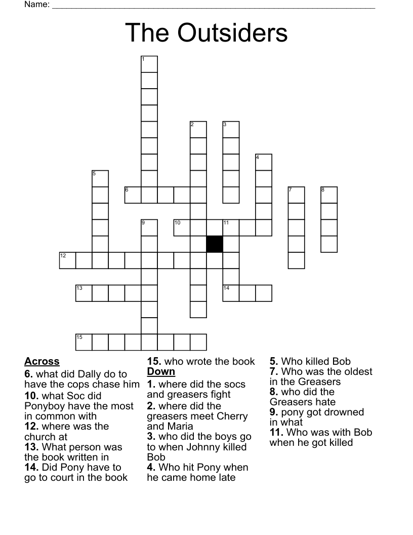 The Outsiders Crossword