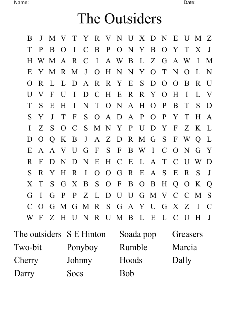 The Outsiders Word Search
