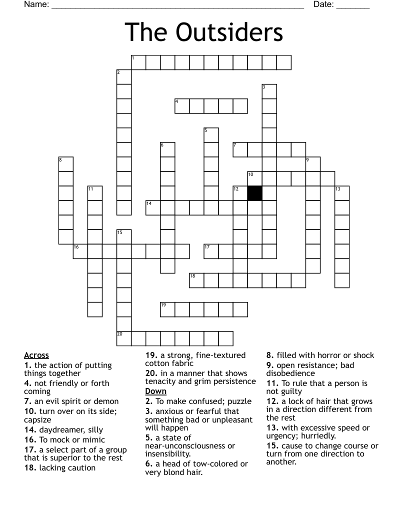 The Outsiders Crossword