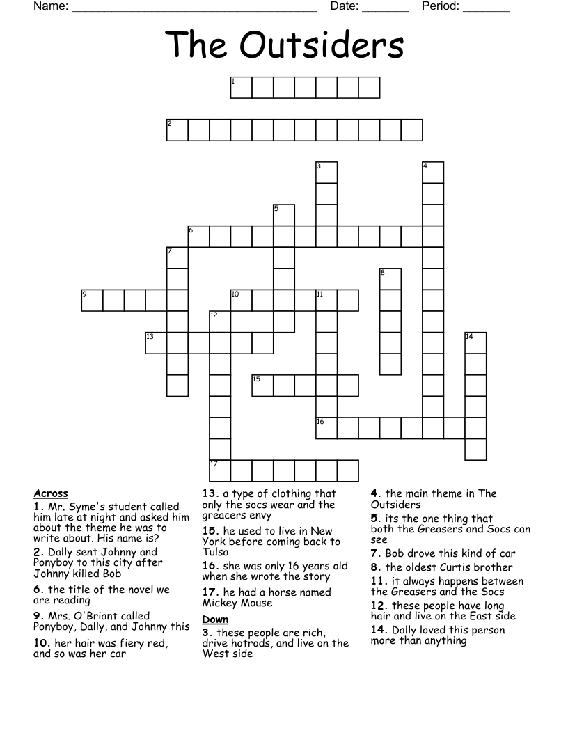 The Outsiders Crossword
