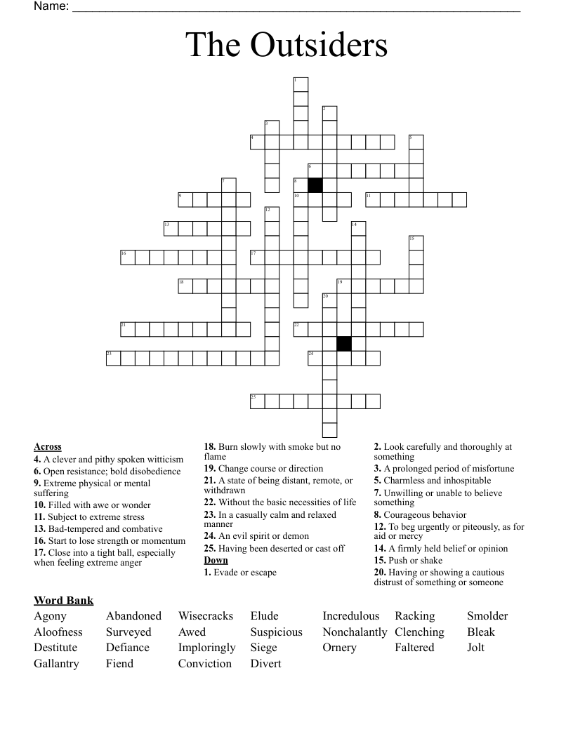 The Outsiders Crossword