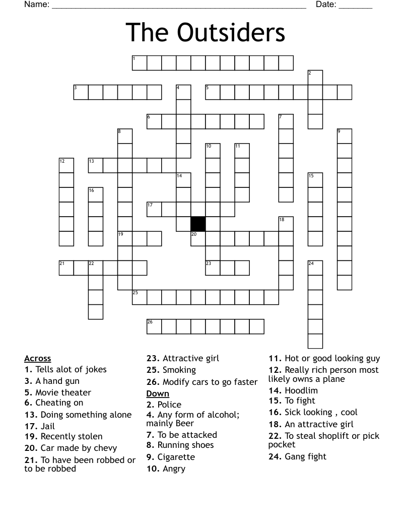 The Outsiders Crossword
