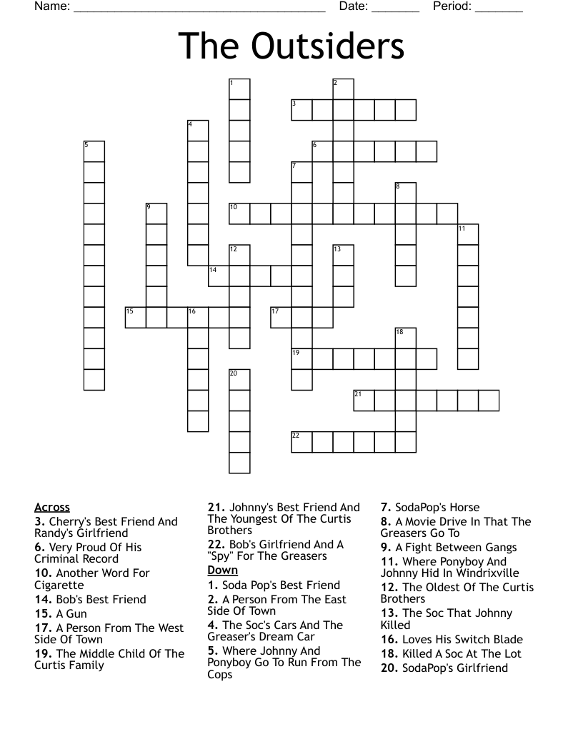 The Outsiders Crossword