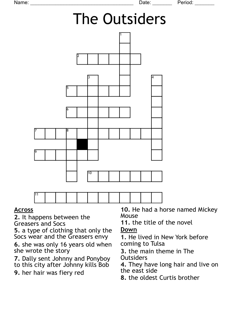 The Outsiders Crossword