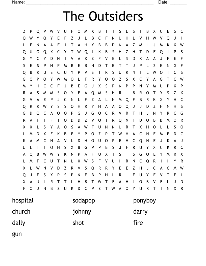 The Outsiders Word Search