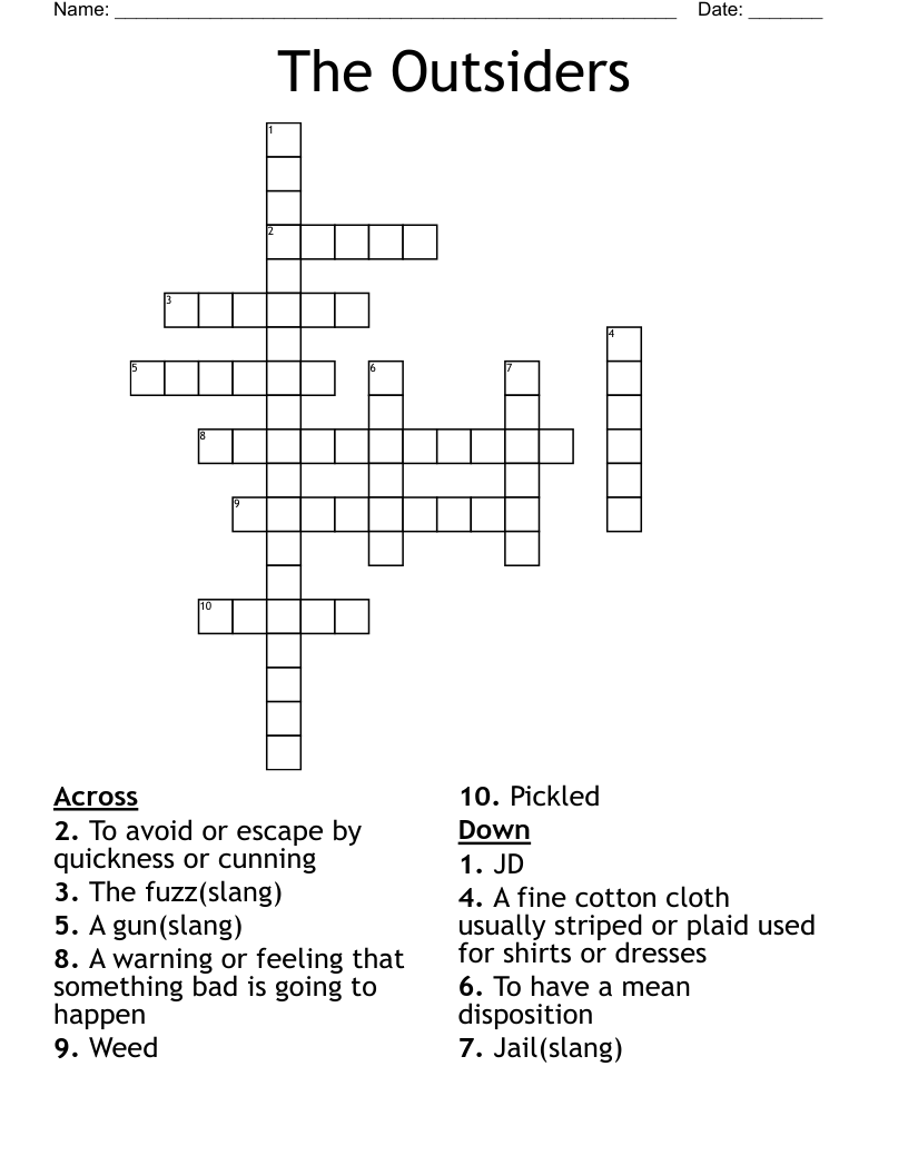 The Outsiders Crossword