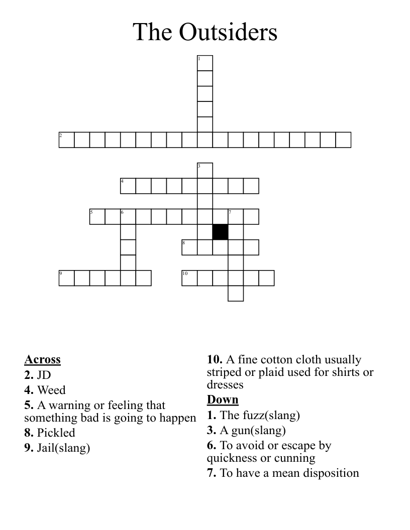 The Outsiders Crossword