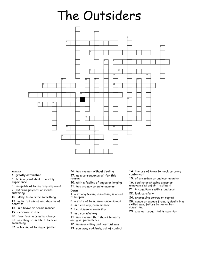 The Outsiders Crossword
