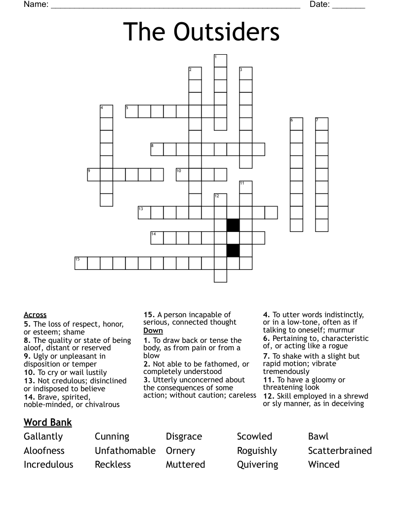 The Outsiders Crossword
