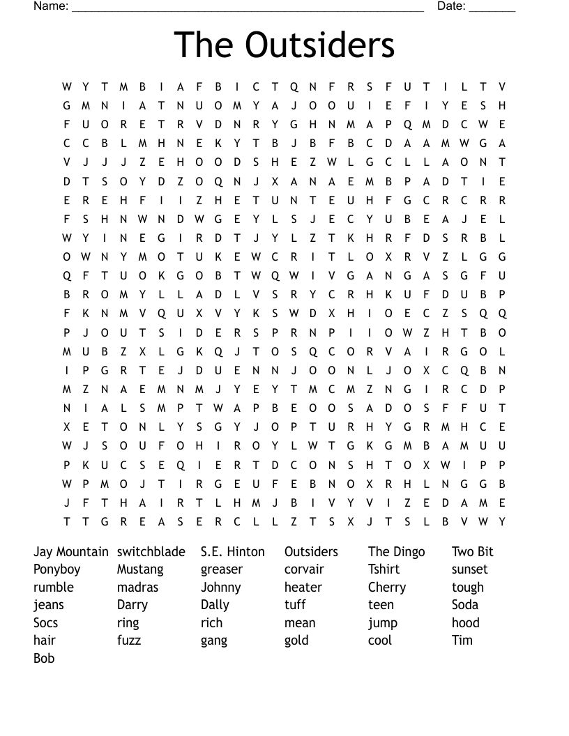 The Outsiders Word Search
