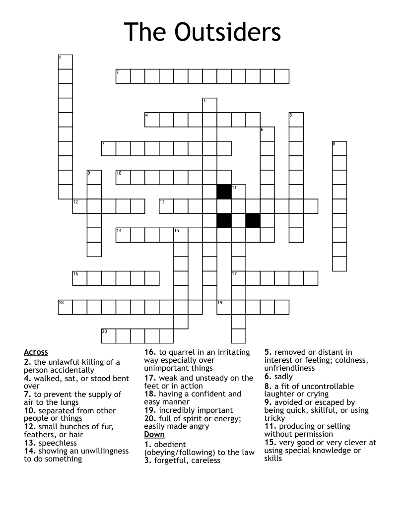 The Outsiders Crossword