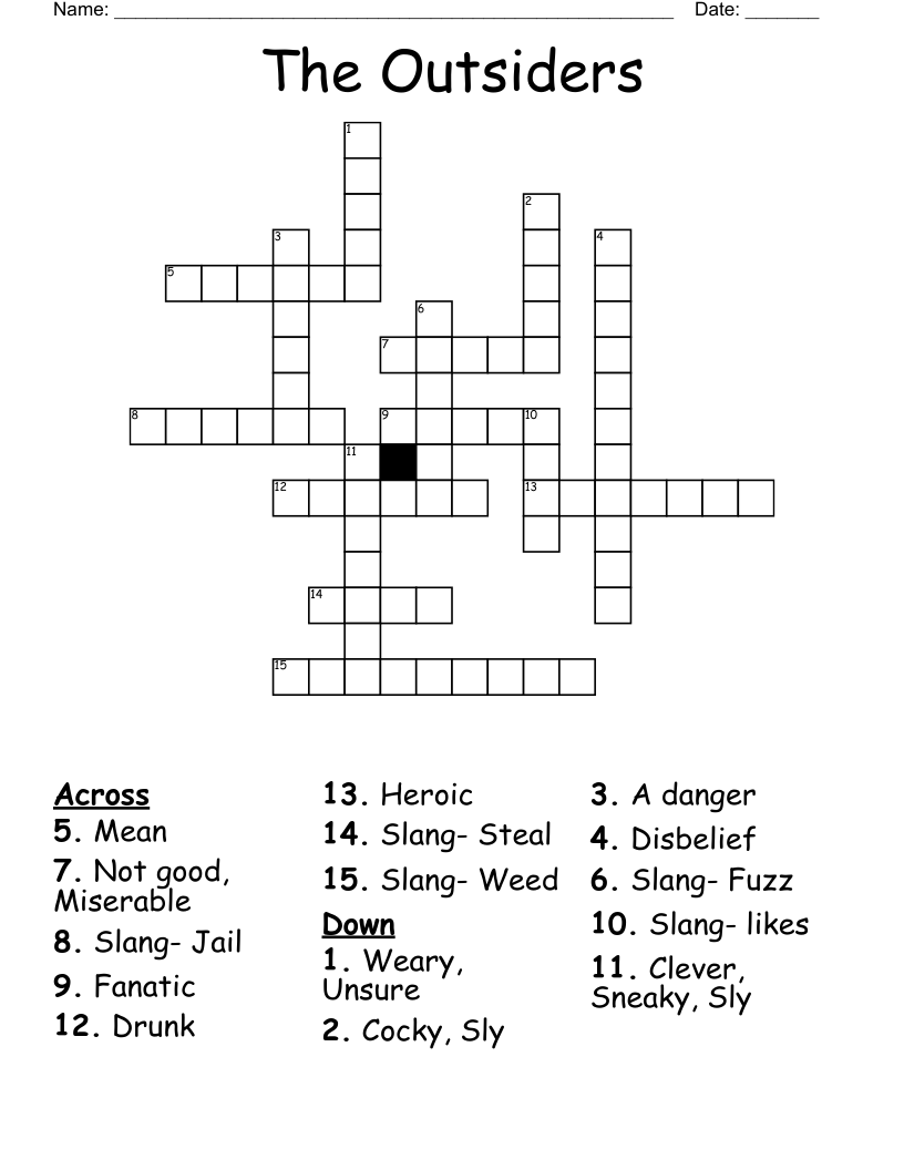 The Outsiders Crossword