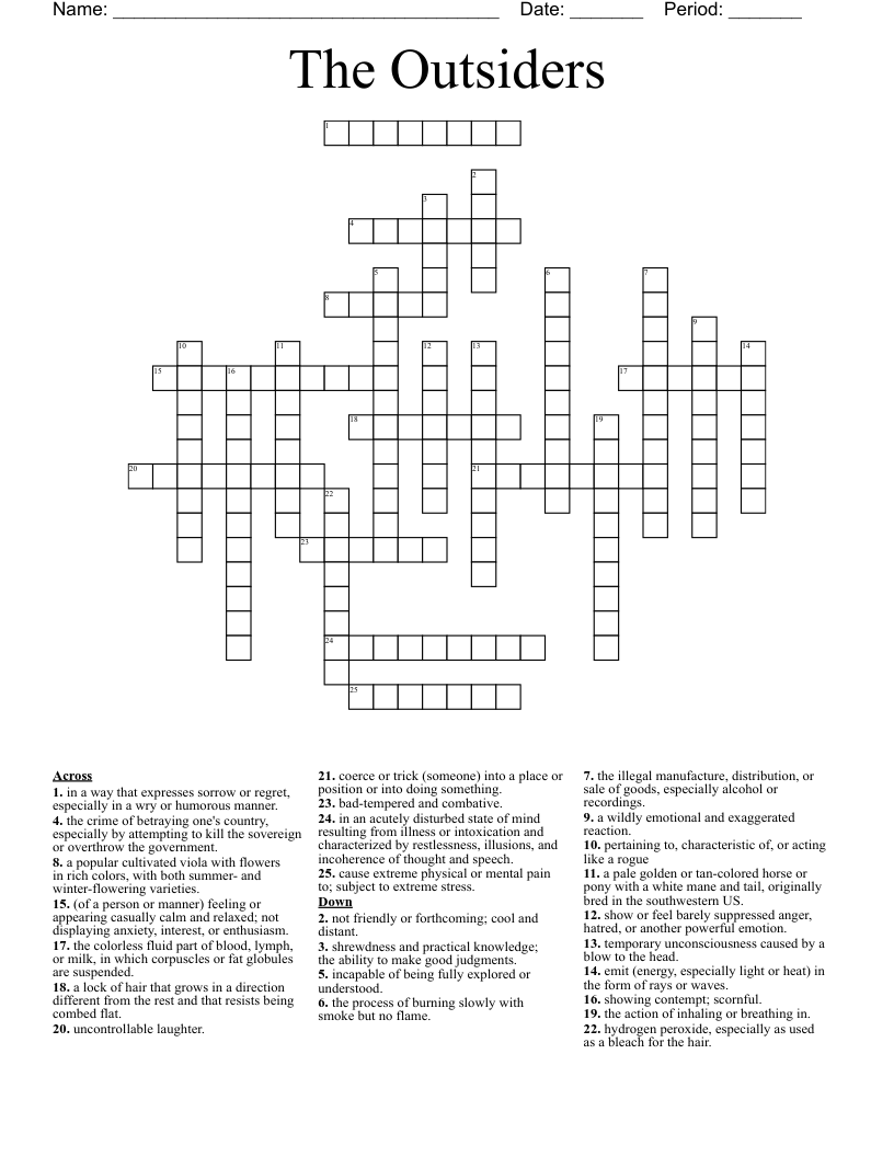 The Outsiders Crossword