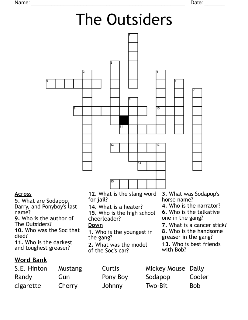 The Outsiders Crossword