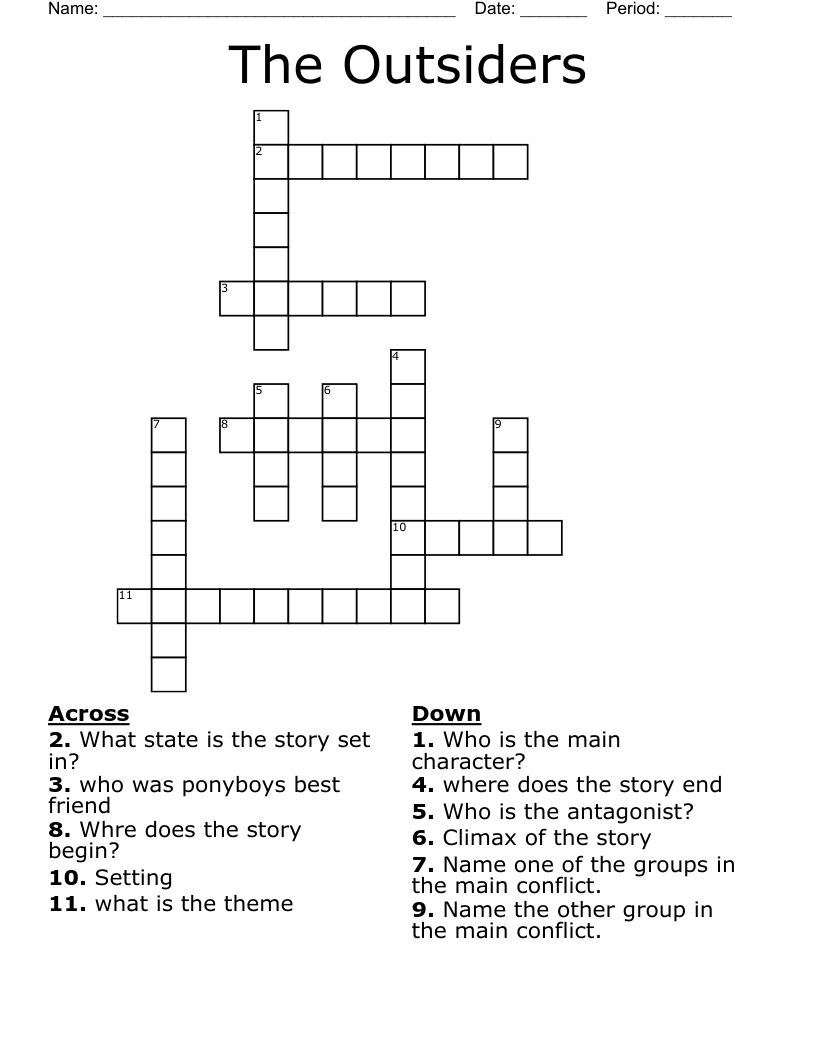 The Outsiders Crossword