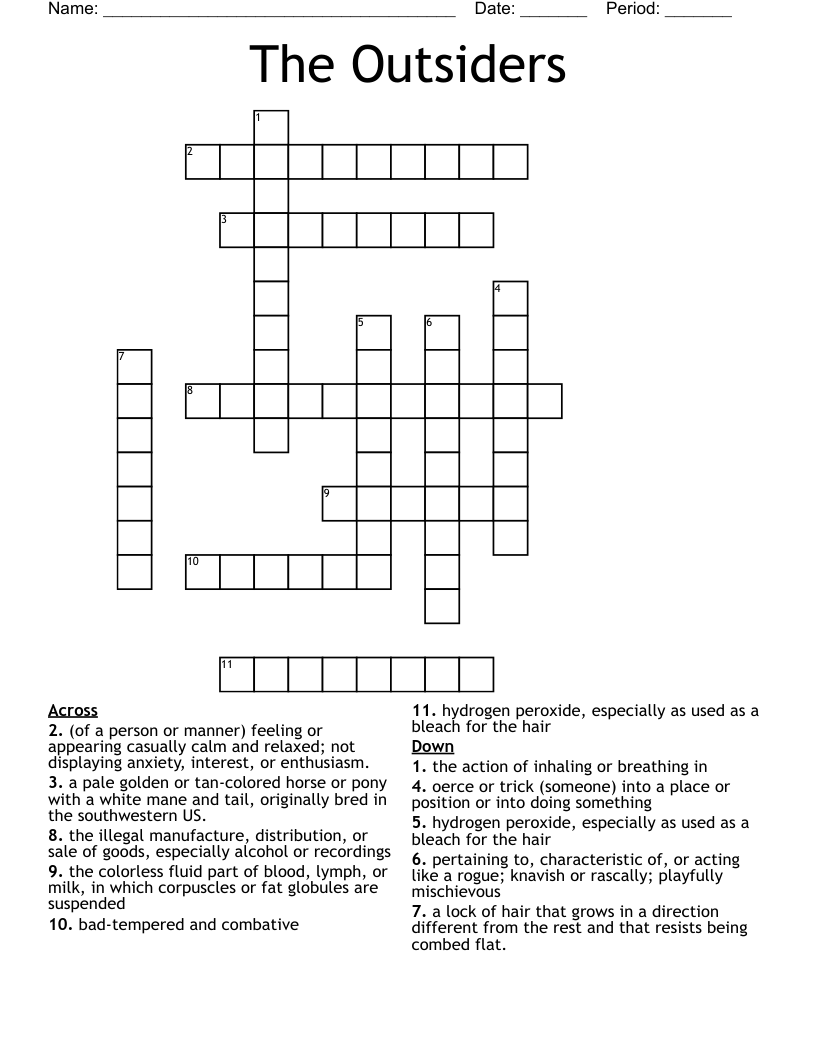 The Outsiders Crossword