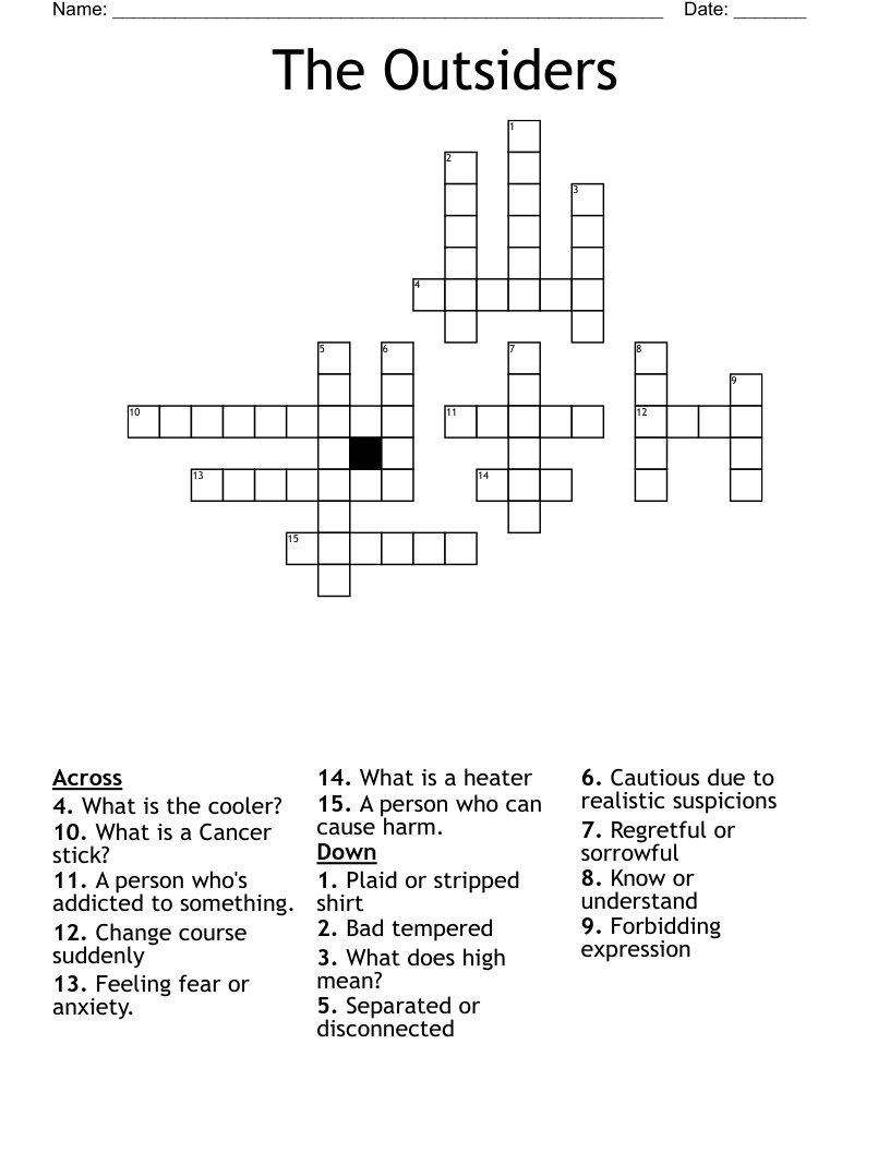The Outsiders Crossword