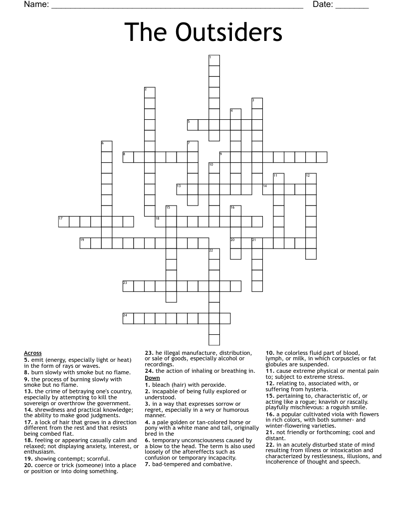 The Outsiders Crossword