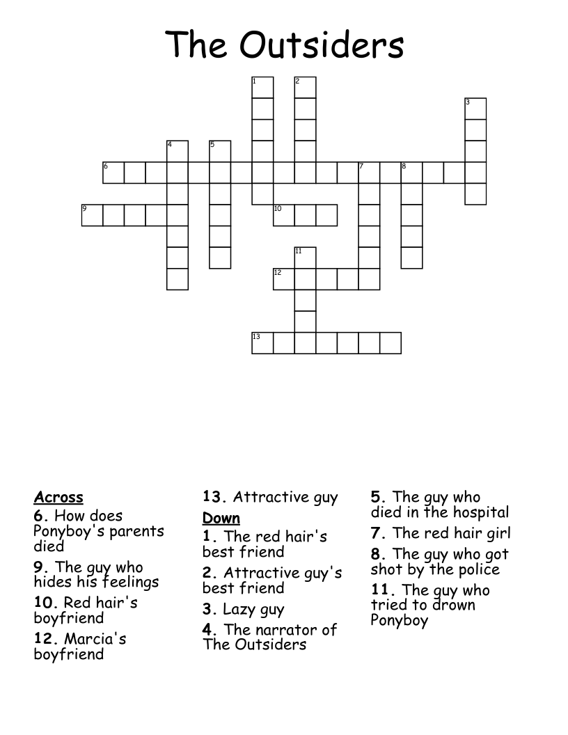 The Outsiders Crossword