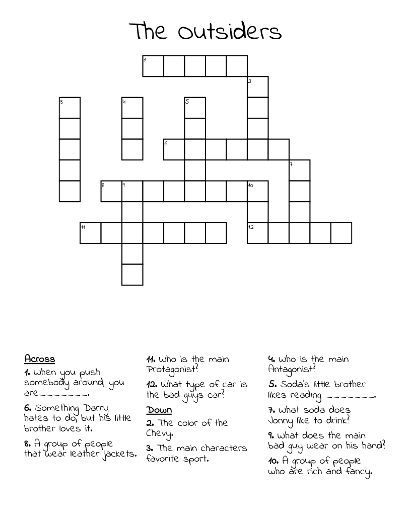 The Outsiders Crossword